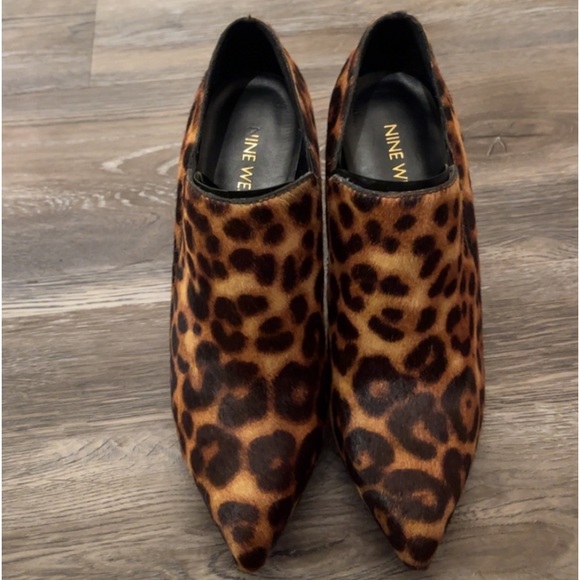 NINE WEST Leandra Calf Hair Leopard Stiletto Heels Booties Sz 6M EUC - Picture 5 of 9